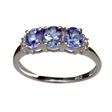 0.92CT Tanzanite And Topaz Platinum Over Sterling Silver Ring