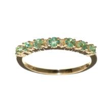 14KT. Gold, 0.59CT Emerald and Round Brilliant Cut Diamond Ring