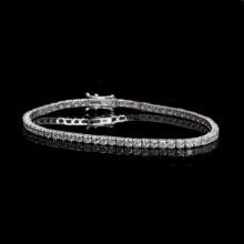 18KT White Gold, Custom Made 5.03CT Round Brilliant Cut Diamond Tennis Bracelet (VGN A-35)