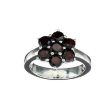 2.38CT Seven Round Cut Garnets 925 Sterling Silver Ring