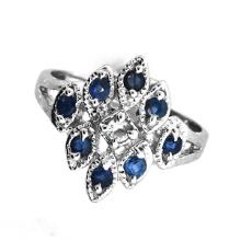 0.40CT Blue Sapphire And Topaz  Platinum Over Sterling Silver Ring