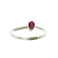 0.25CT Pear Cut Ruby And Sterling Silver Ring
