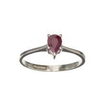 0.50CT Pear Cut Ruby And Sterling Silver Ring