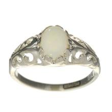 0.60CT Oval Cut Cabochon Opal And Sterling Silver Ring
