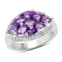 1.91 Marquise Cut Amethyst .925 Sterling Silver Ring