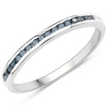 0.20 Round Cut Blue Diamond .925 Sterling Silver Ring