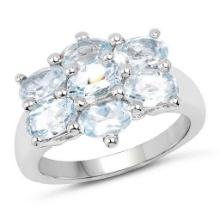 3.57 Oval Cut Blue Topaz .925 Sterling Silver Ring