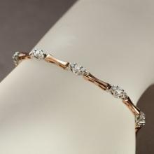 14KT Two Tone Gold, Custom Made 1.00CT Round Brilliant Cut Diamond Bracelet (VGN A-302)