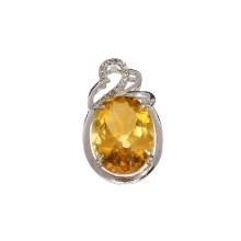 10.70CT Citrine And White Sapphire Sterling Silver Pendant