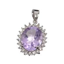 3.40CT Purple Amethyst And White Sapphire Sterling Silver Pendant