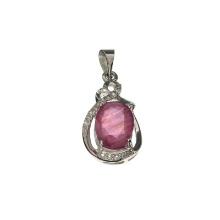3.00CT Red Ruby And White Sapphire Sterling Silver Pendant