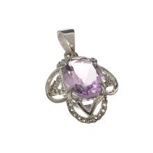 2.50CT Purple Amethyst And White Sapphire Sterling Silver Pendant
