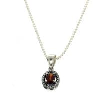 Garnet And Sterling Silver Pendant With Chain