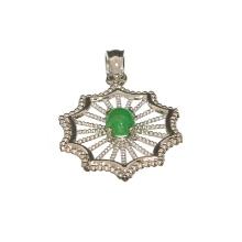 0.38CT Cabochon Cut Green Emerald And Sterling Silver Pendant