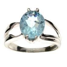 5.20CT Oval Cut Blue Topaz and Sterling Silver Ring