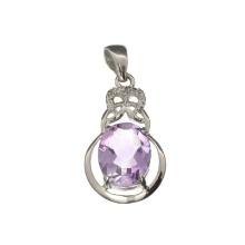 2.18CT Purple Amethyst And White Sapphire Sterling Silver Pendant