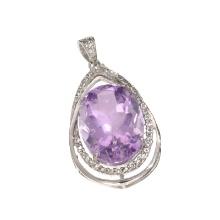11.45CT Purple Amethyst And White Sapphire Sterling Silver Pendant