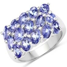 3.75 Oval Cut Tanzanite .925 Sterling Silver Ring