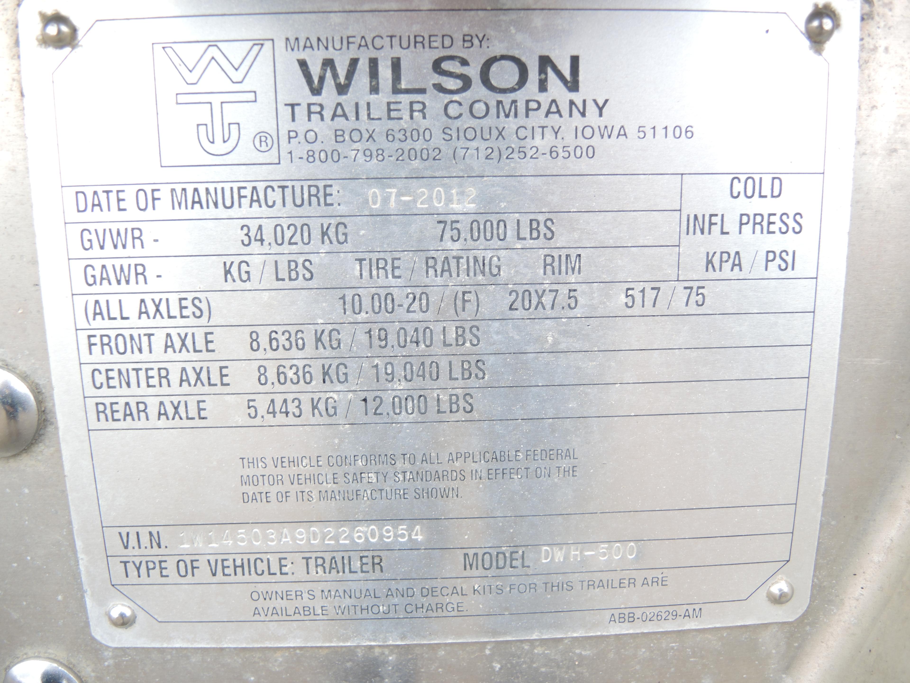 2013 Wilson 50' Grain Trailer