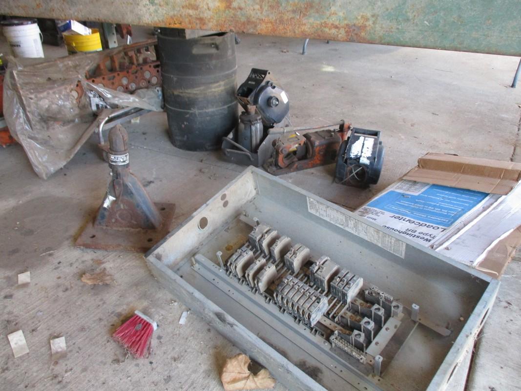 Contents under shelf,filter,dually wheels,breaker boxes,electric winches,1/2 ton chain hoist and mis