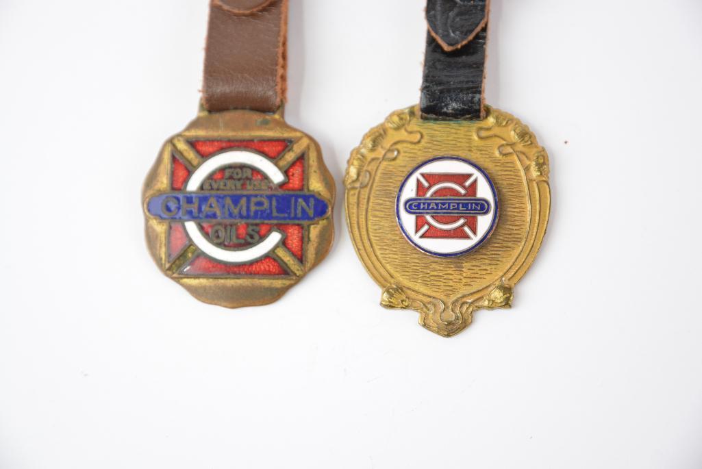 2-Champlin Oils Enamel Watch Fobs