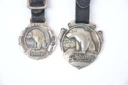 2-Standard Oil Polarine w/Bear logo metal watch fobs