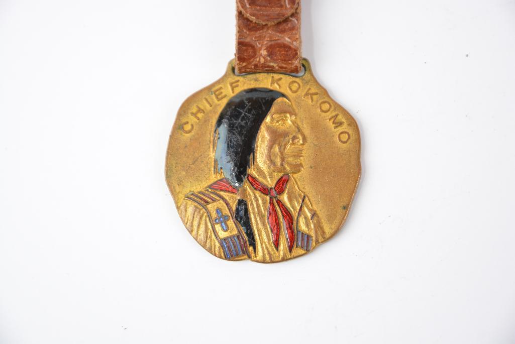 Chief Kokomo enamel metal watch fob