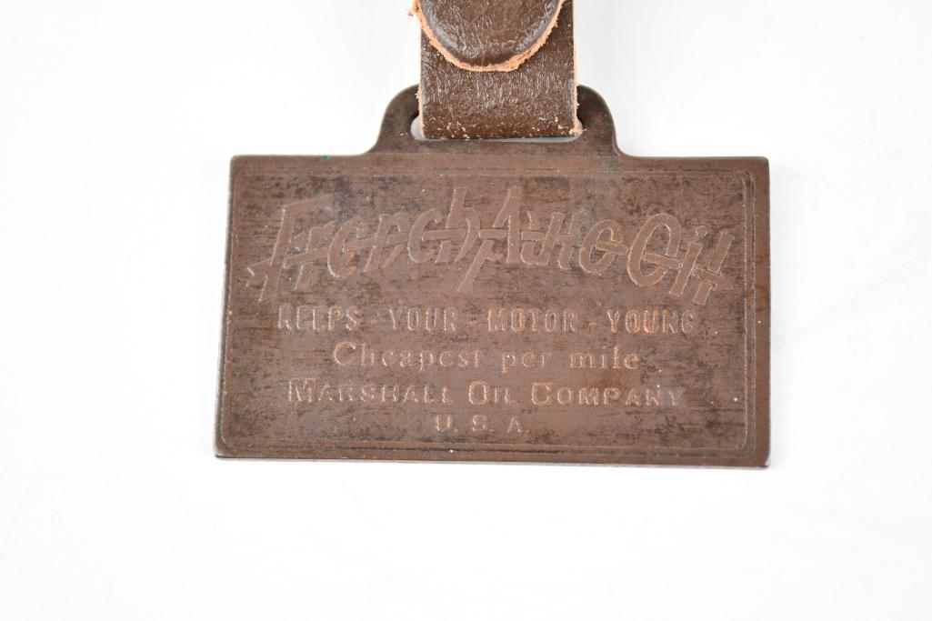 French Auto Oil Company Metal Watch Fob