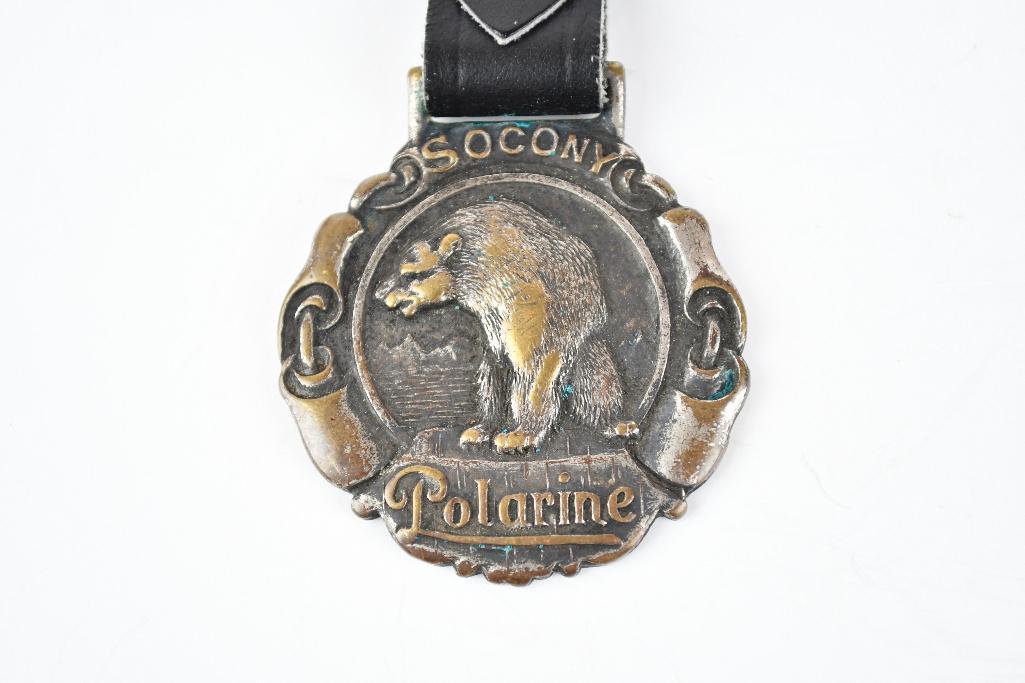 Socony Polarine Oil Company Metal Watch Fob