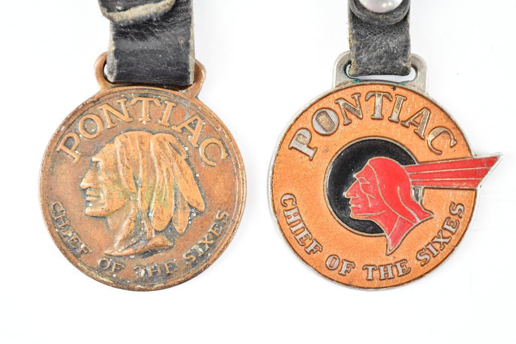 Lot of 2- Pontiac Automobile Enamel and Metal Watch Fobs