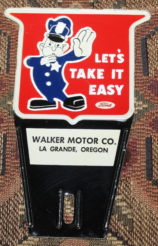 Ford Motors "Let's Take it Easy" plate attachment