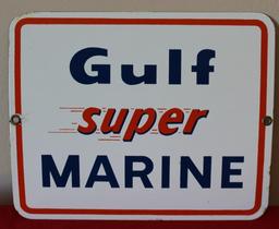 Gulf Super Marine Pump Plate Advertising Sign