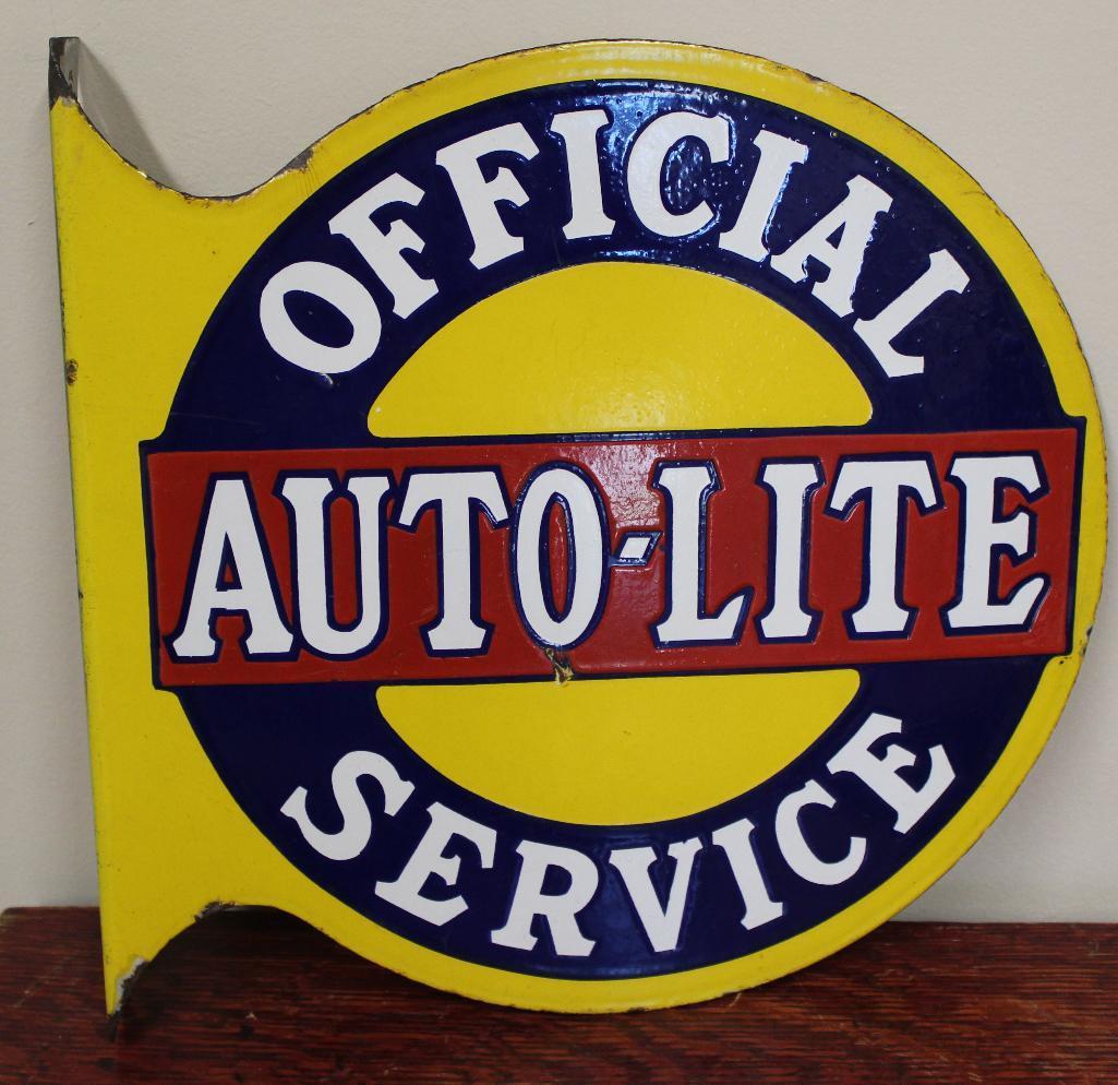Auto-Lite Official Service Porcelain Flange Sign