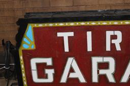 Garage-Tires-Gas Milk Glass Sign