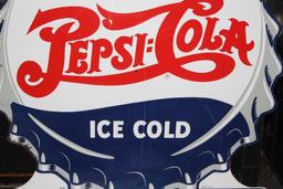 Pepsi Cola ice cold bottle cap style sign (TAC)