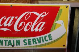 Coca-Cola fountain Service Porcelain Sign (yellow)