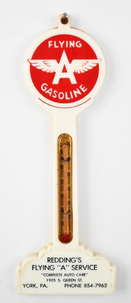 Flying A Gasoline w/logo Plastic Pole Thermometer