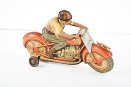 Technofix Tin Litho Windup Motorcycle & Rider #4 Toy