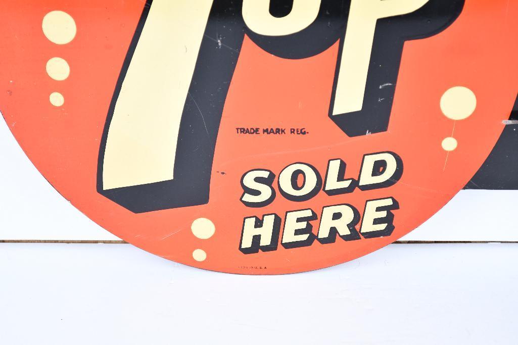 Hard to find 7up Sold Here Metal Flange Sign