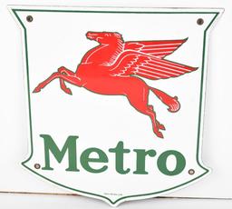 (Mobil) Metro w/Pegasus Porcelain Sign