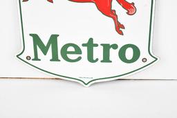 (Mobil) Metro w/Pegasus Porcelain Sign