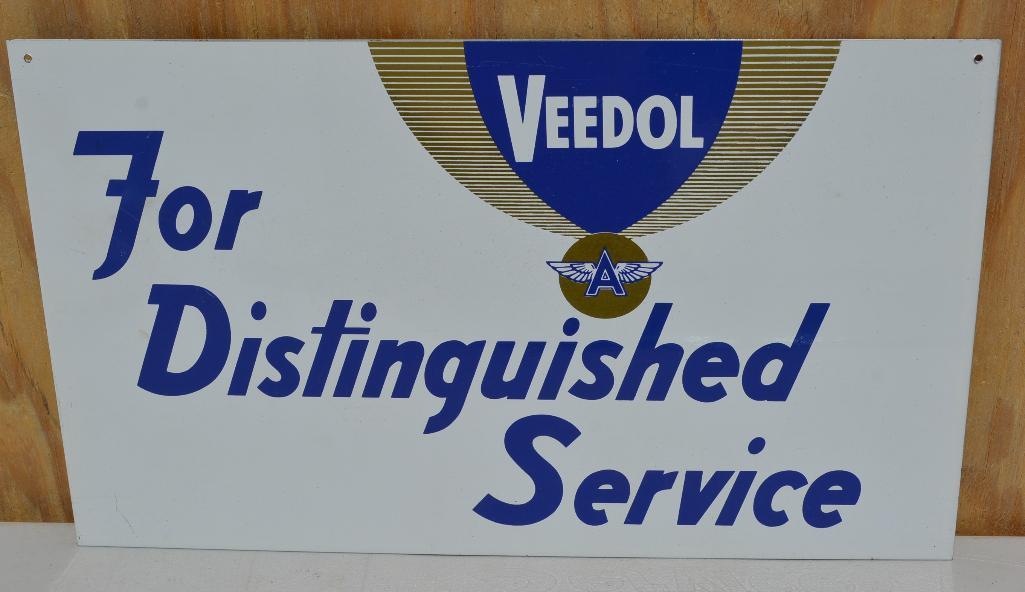 Veedol "For Distinguished Service" Metal Sign