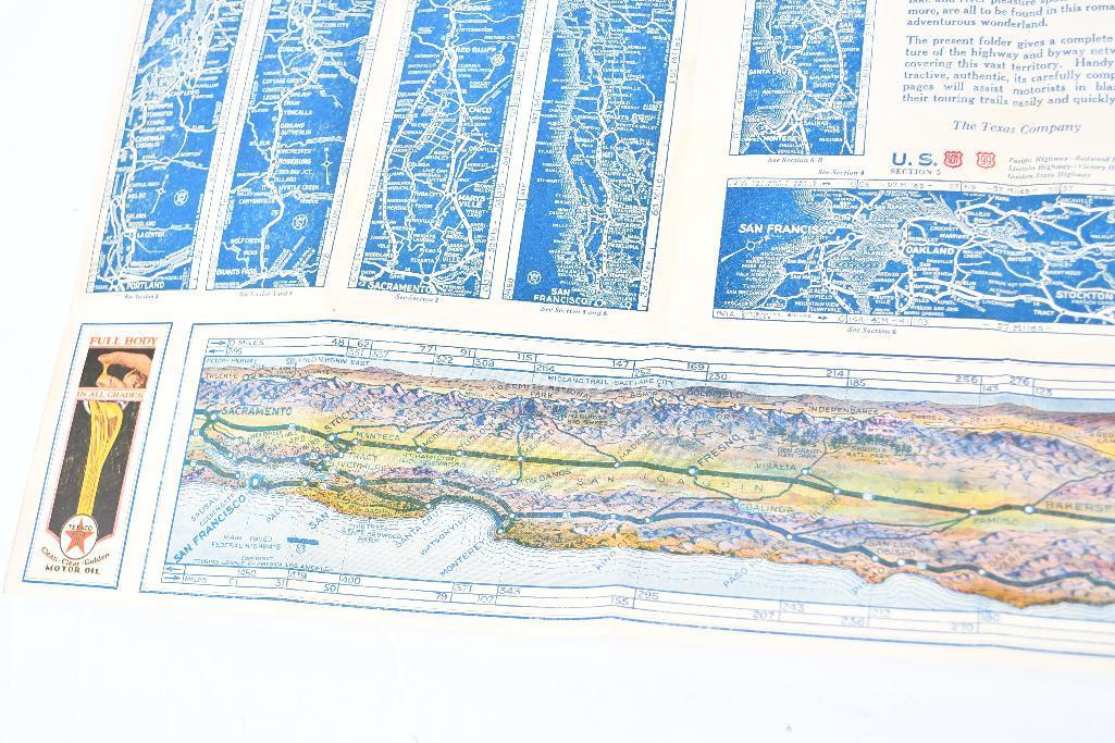 1928 Texaco Road Map of Canada to Mexico