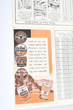 Circa 1940 Johnson Time Tells Products Road Map of Oklahoma