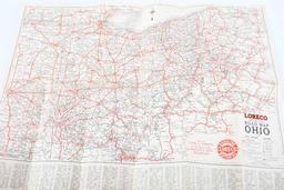 1929 Loreco Oil Company Road Map of Ohio