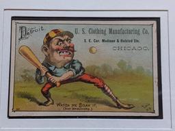 Framed 1887 Tobin Baseball Lithograph Cards 4 Total Boston New York New York Detroit