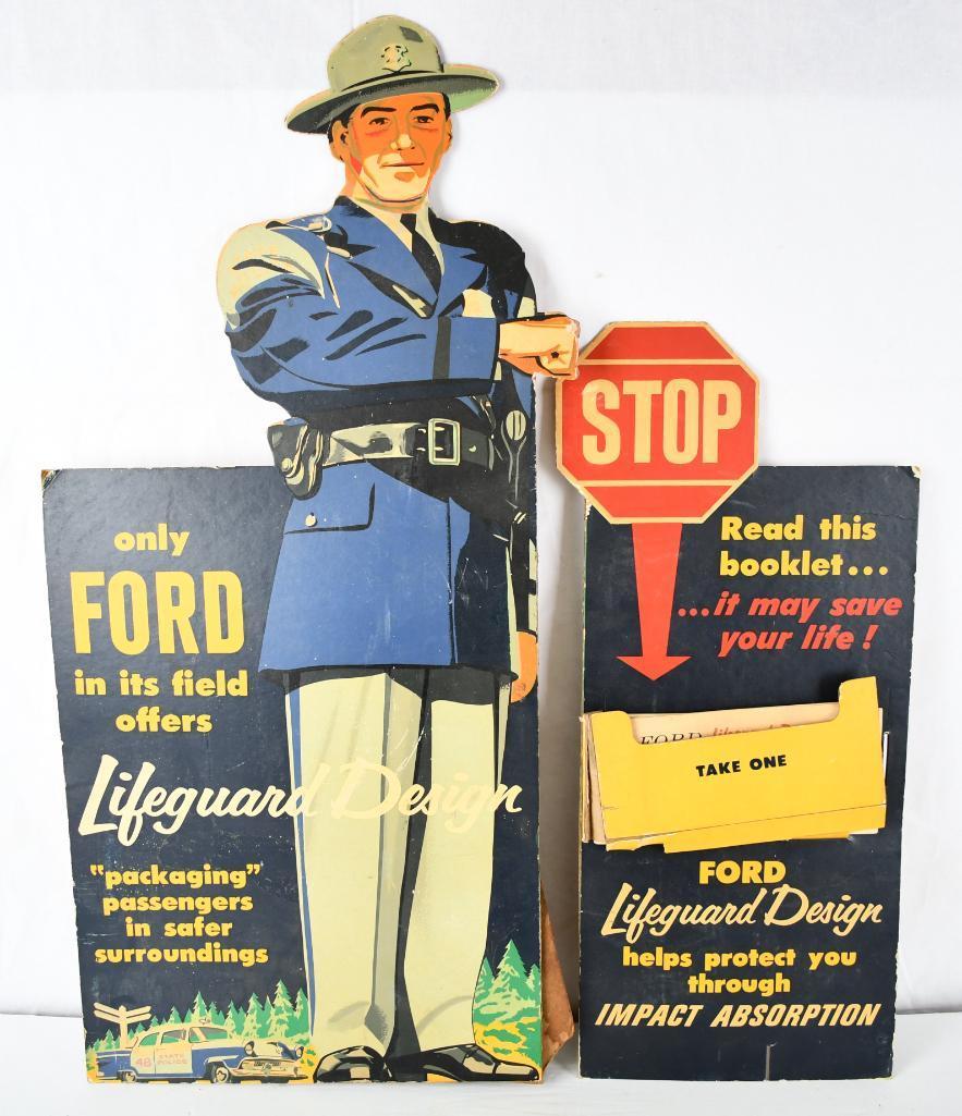 1950's Ford "Lifeguard Design" Cardboard Easel Back Display