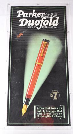 Parker "Lucky Curve" Duofold Fountain Pen Cardboard Easel-Back Sign