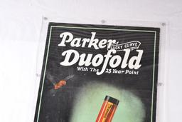 Parker "Lucky Curve" Duofold Fountain Pen Cardboard Easel-Back Sign