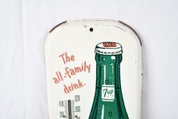 7up "The All-Family Drink" w/bottle Metal Thermometer (TAC)